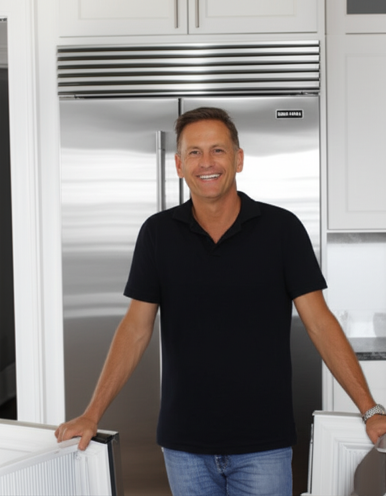 Satisfied customer with their repaired appliance